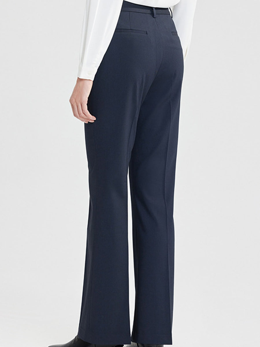 High-Waisted Slim-Fit Dress Pants in black with pocketed