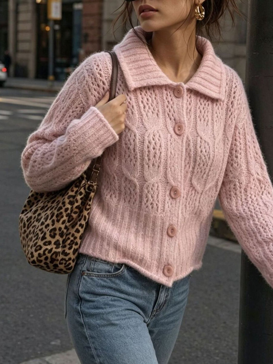 100% polyester Care instructions: Machine wash cold cardigan in Pink with regular silhouette