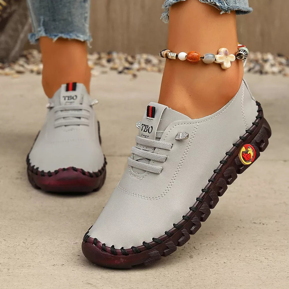 Red Round Toe Lace Up Sneakers