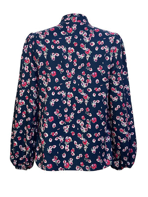blouse in Mauve with collared and long sleeve
