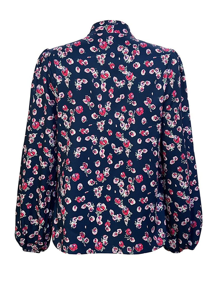 blouse in Mauve with collared and long sleeve