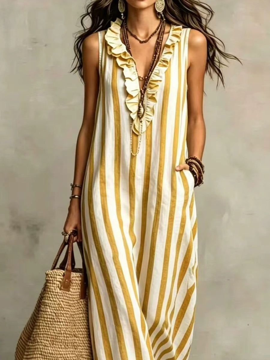 maxi dress featuring striped in sky blue with 100% polyester Care instructions: Machine wash cold texture
