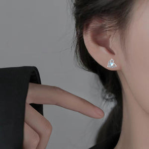 earrings in silver featuring moonstone inlay and stud fit