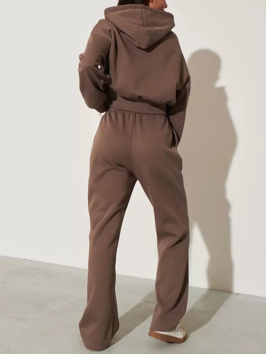 Zip-up Hoodie And Wide-leg Pants Set option 15