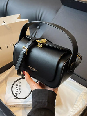 Black Pu Leather Flap Crossbody Bag