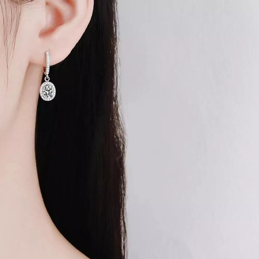 925 sterling silver,Moissanite Carat weight: 1ct Care instructions: Avoid wearin earrings in clear with drop silhouette