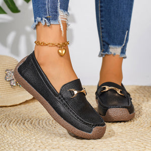 Classic Metal Bit Slip-On Loafers in Yellow with metal bit embellishment