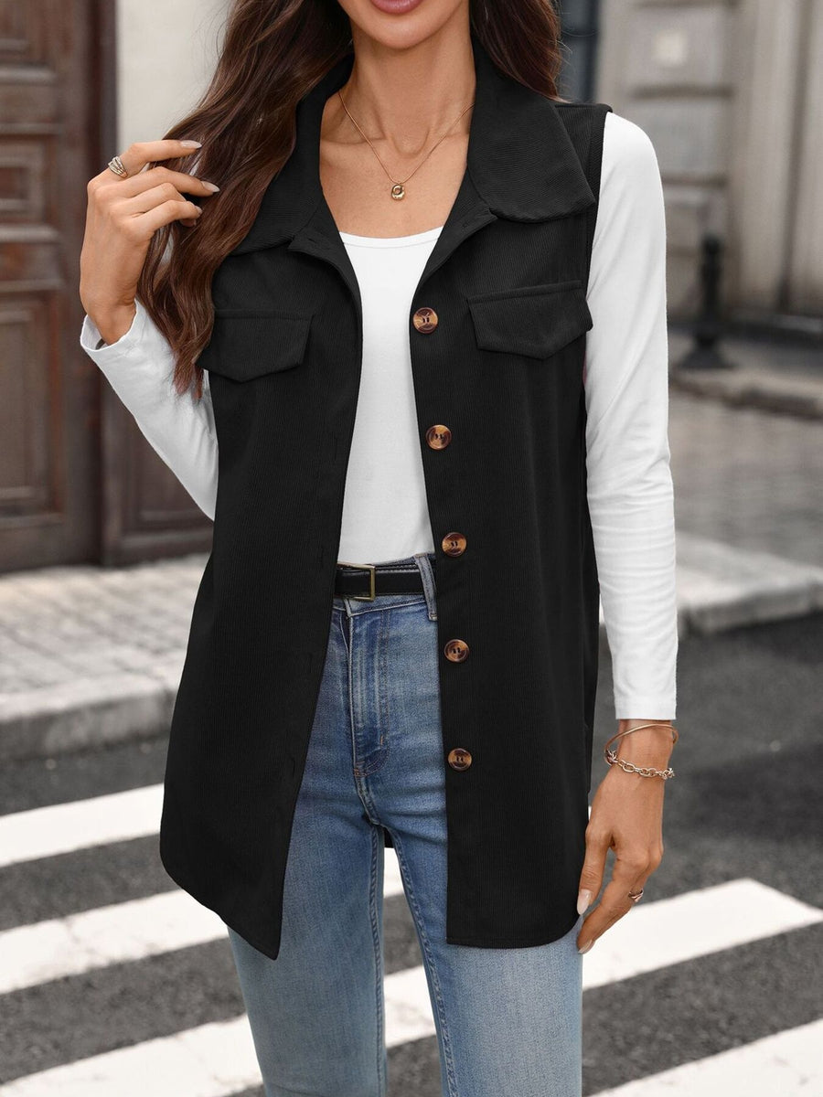 Brown relaxed vest with collared