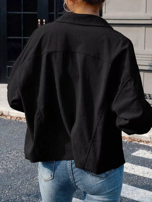 Light Brown shacket with pocketed and long sleeve