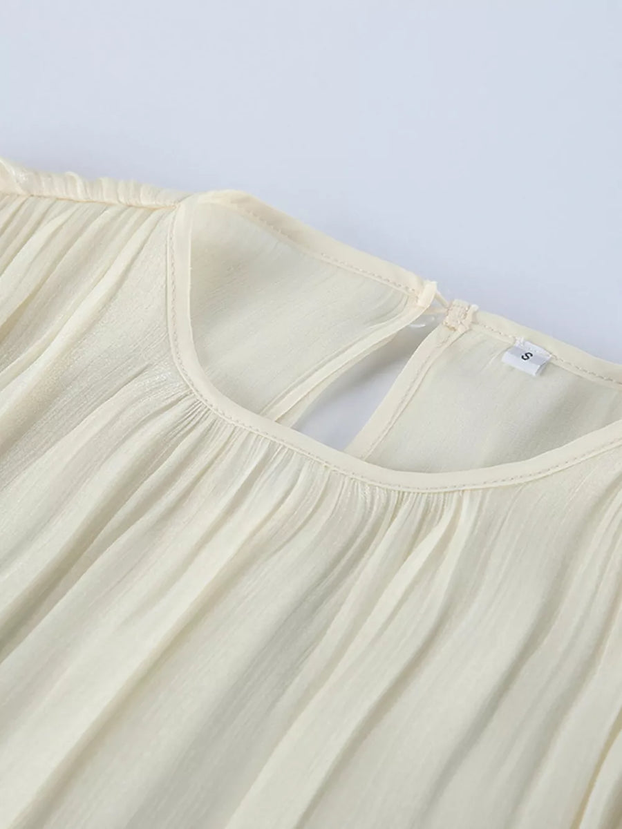 Metallic Sheen Blouse With Tie Detail option 8