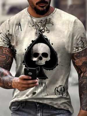 Skull Ace of Spades graphic tee in beige with a bold print and smoke details.