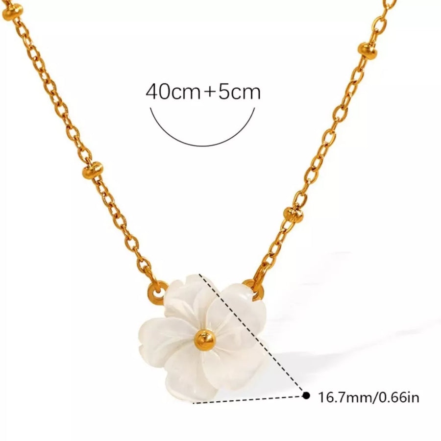 necklace featuring floral in Gold B with 18K Gold-Plated,Stainless Steel,Freshwater shell Care instructions: Avoid wearin