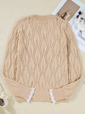 Elegant Pearl Embellished Sweater With Lace option 6