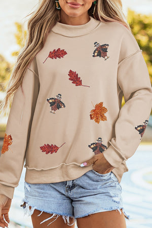 Khaki sweatshirt with hip-length and pullover