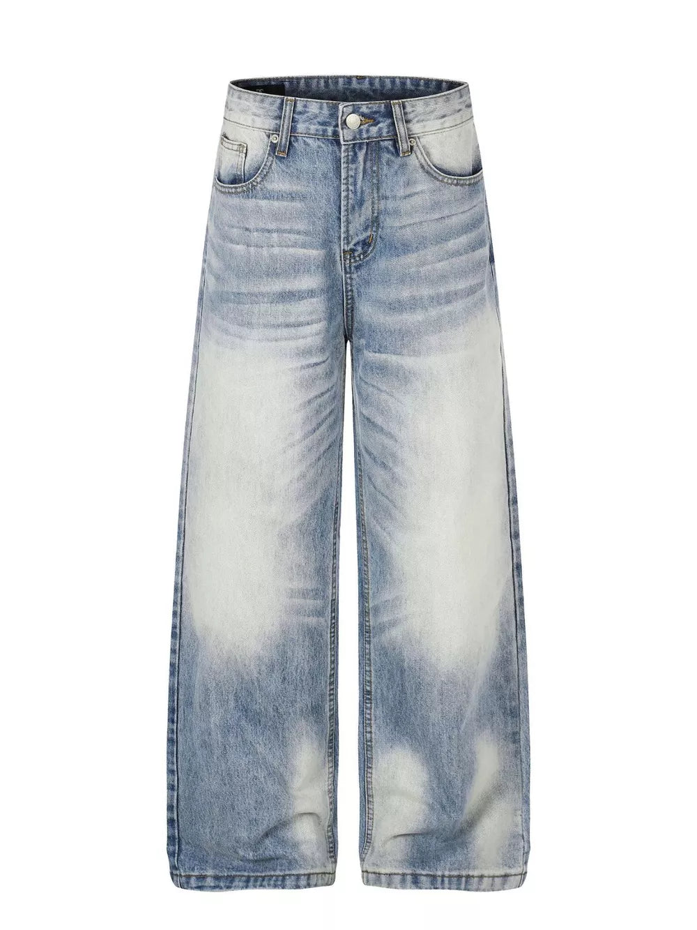 Blue Men S Washed Wide Leg Jeans