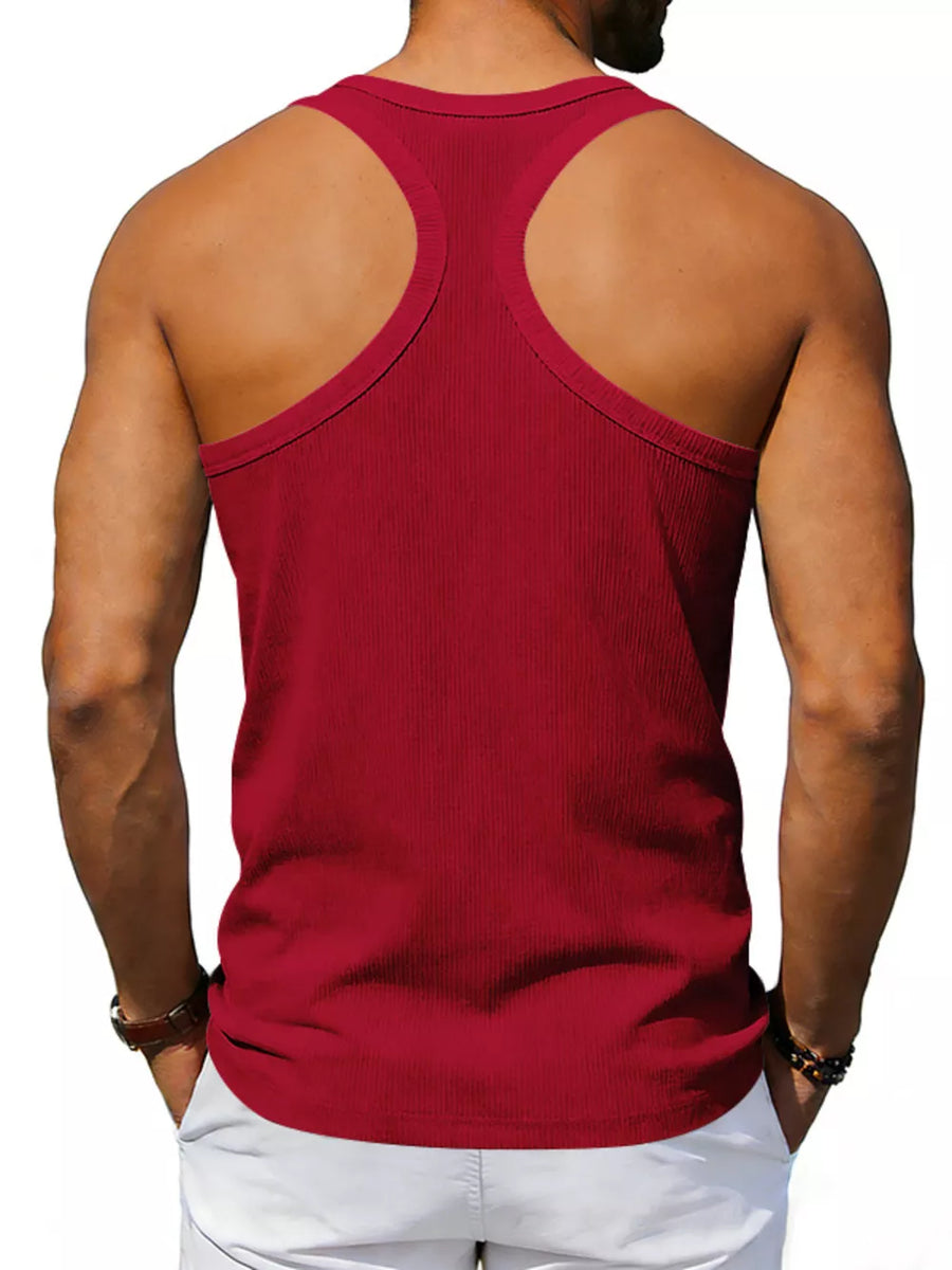 Men's Full Size Round Neck Tank in White, view 13