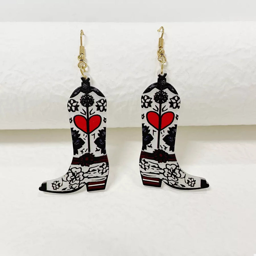 earrings in white with floral and dangle