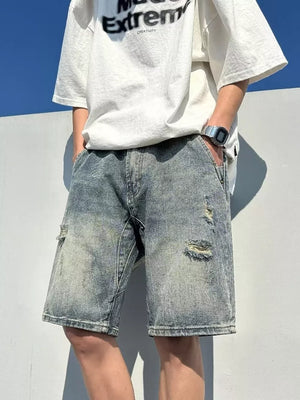 Light Men's Full Size Distressed Denim Shorts