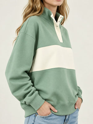 sweatshirt in Orange with mock neck and long sleeve