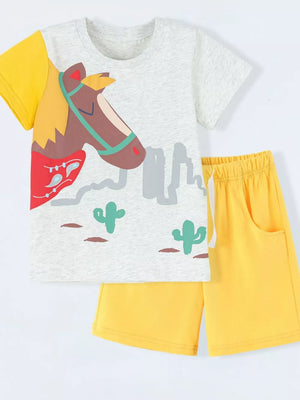 Children's Horse Graphic Tee And Shorts Set in this colorway