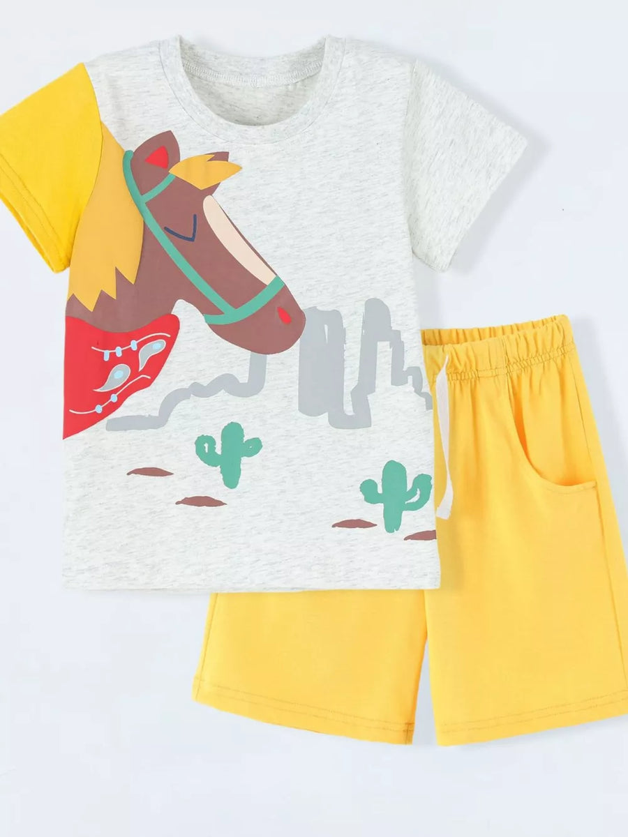 Children's Horse Graphic Tee And Shorts Set in this colorway