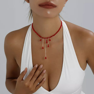 Red with necklace with beaded 10