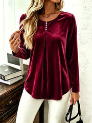 Black regular blouse with round neck