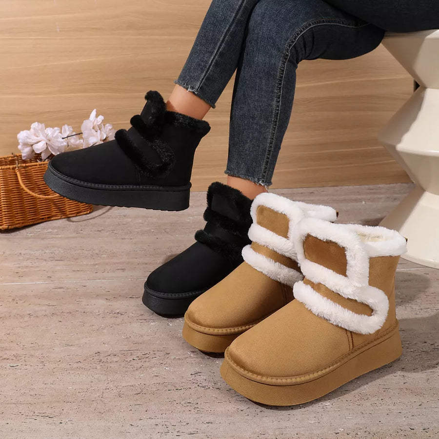 boots in black featuring platform sole and chunky ankle boot fit