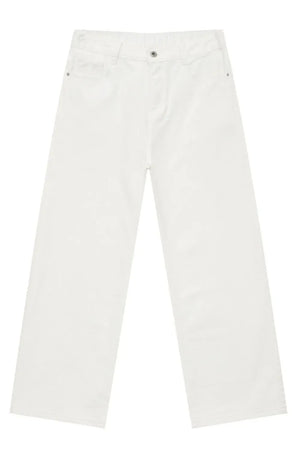 Ivory wide-leg denim jeans with a relaxed fit