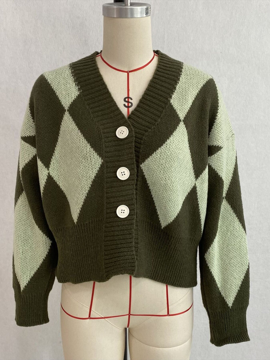 Brown regular cardigan with v-neck