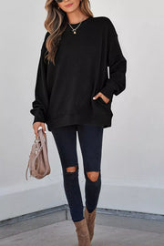 97% polyester, 3% elastane Care instructions: Machine wash cold sweatshirt in White with oversized silhouette