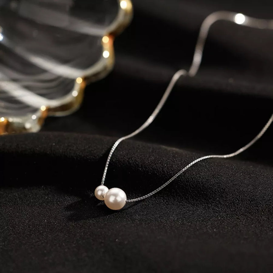 silver necklace with choker and hook-and-eye