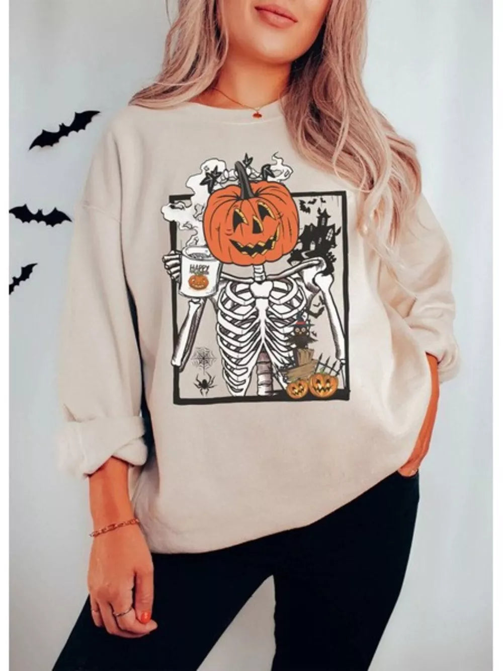 sweatshirt in White with floral and basic style