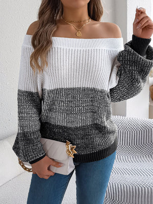 orange pullover sweater with knit and long sleeve