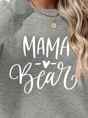 Mama Bear graphic sweatshirt in Dark Gray, crewneck, casual style.