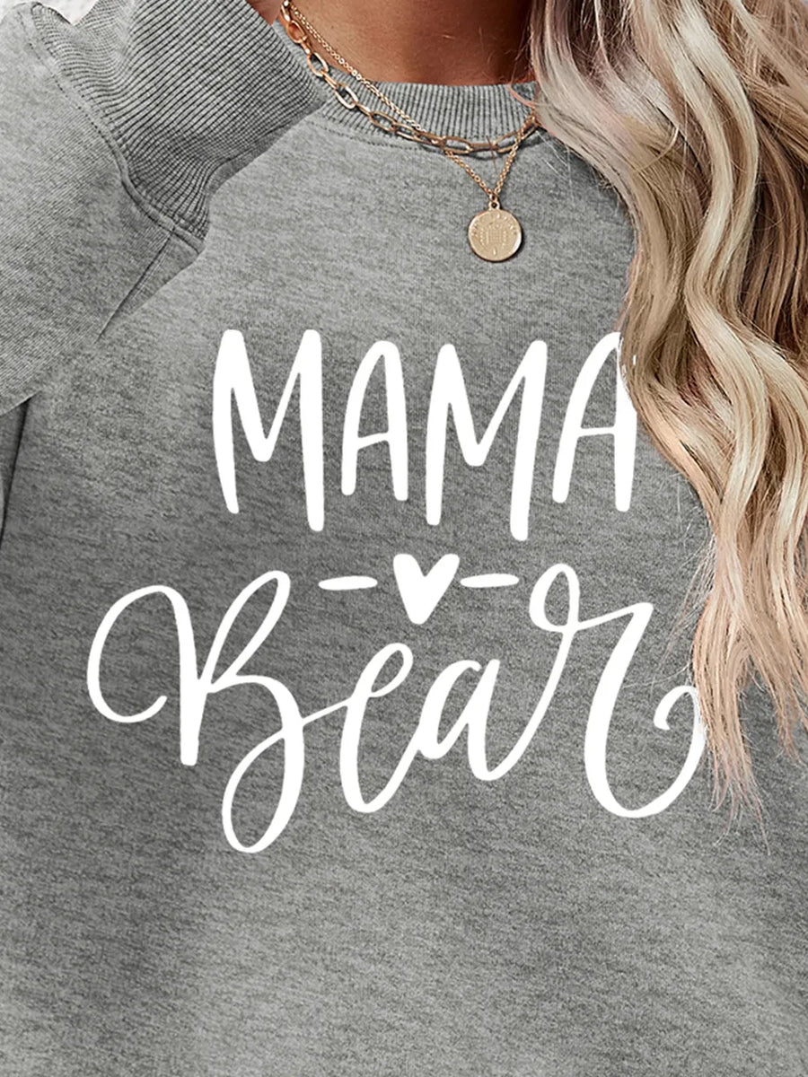 Mama Bear graphic sweatshirt in Dark Gray, crewneck, casual style.