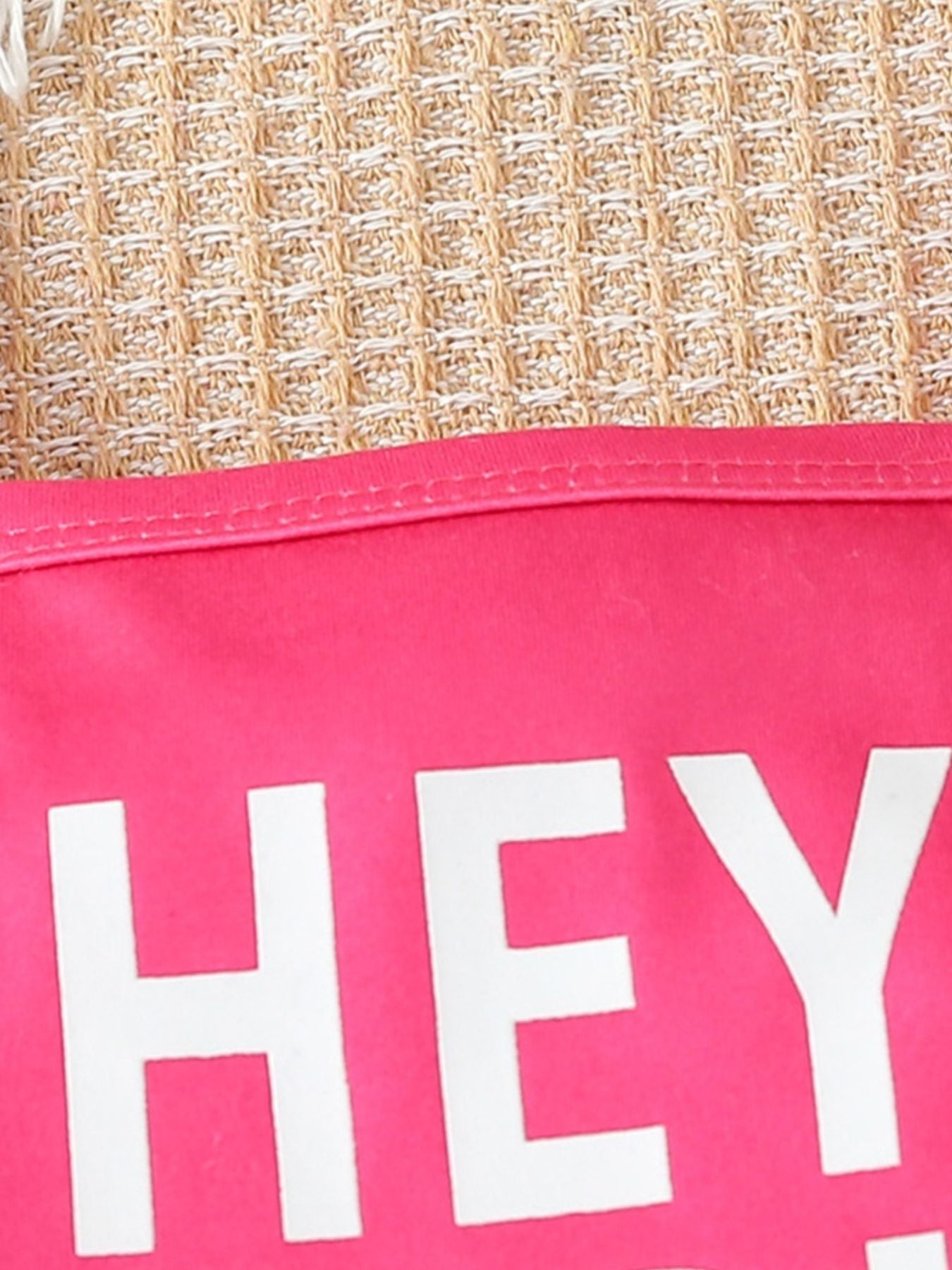 Pink cotton cami with white "HEY" graphic detail