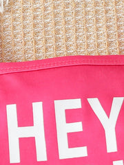 Pink cotton cami with white "HEY" graphic detail