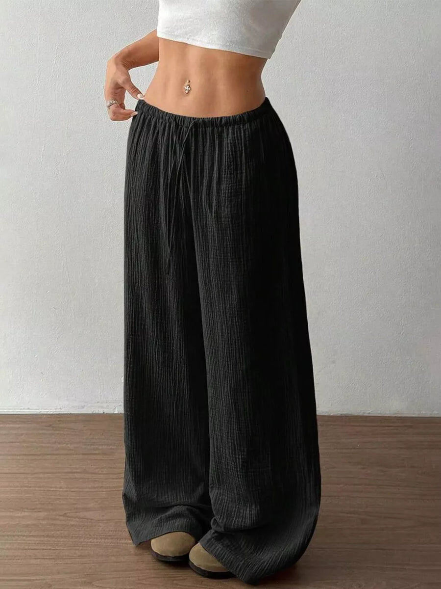 Wide-leg Drawstring Cotton Pants, view 21