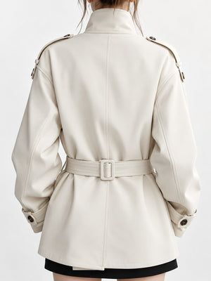 Acrylic Care instructions: Hand wash or professionally dry clean trench coat in White with regular silhouette