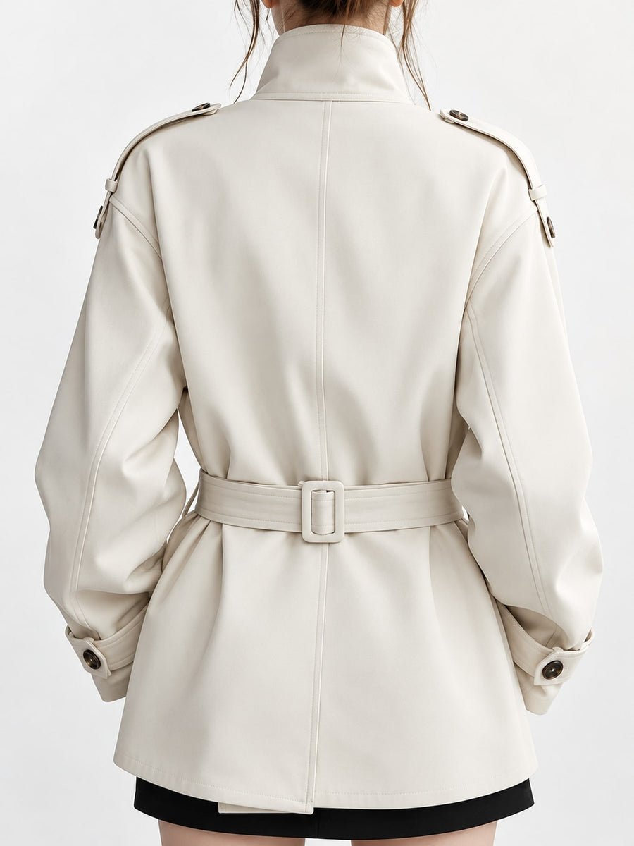 Acrylic Care instructions: Hand wash or professionally dry clean trench coat in White with regular silhouette