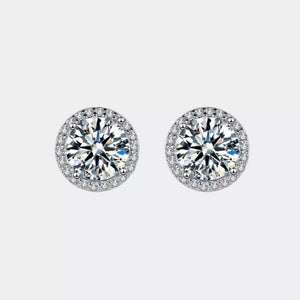 1 Carat 925 Sterling Silver Round Earrings in clear with moissanite