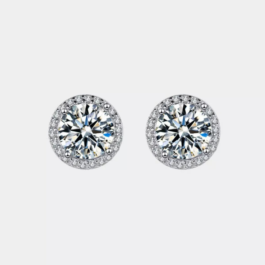1 Carat 925 Sterling Silver Round Earrings in clear with moissanite