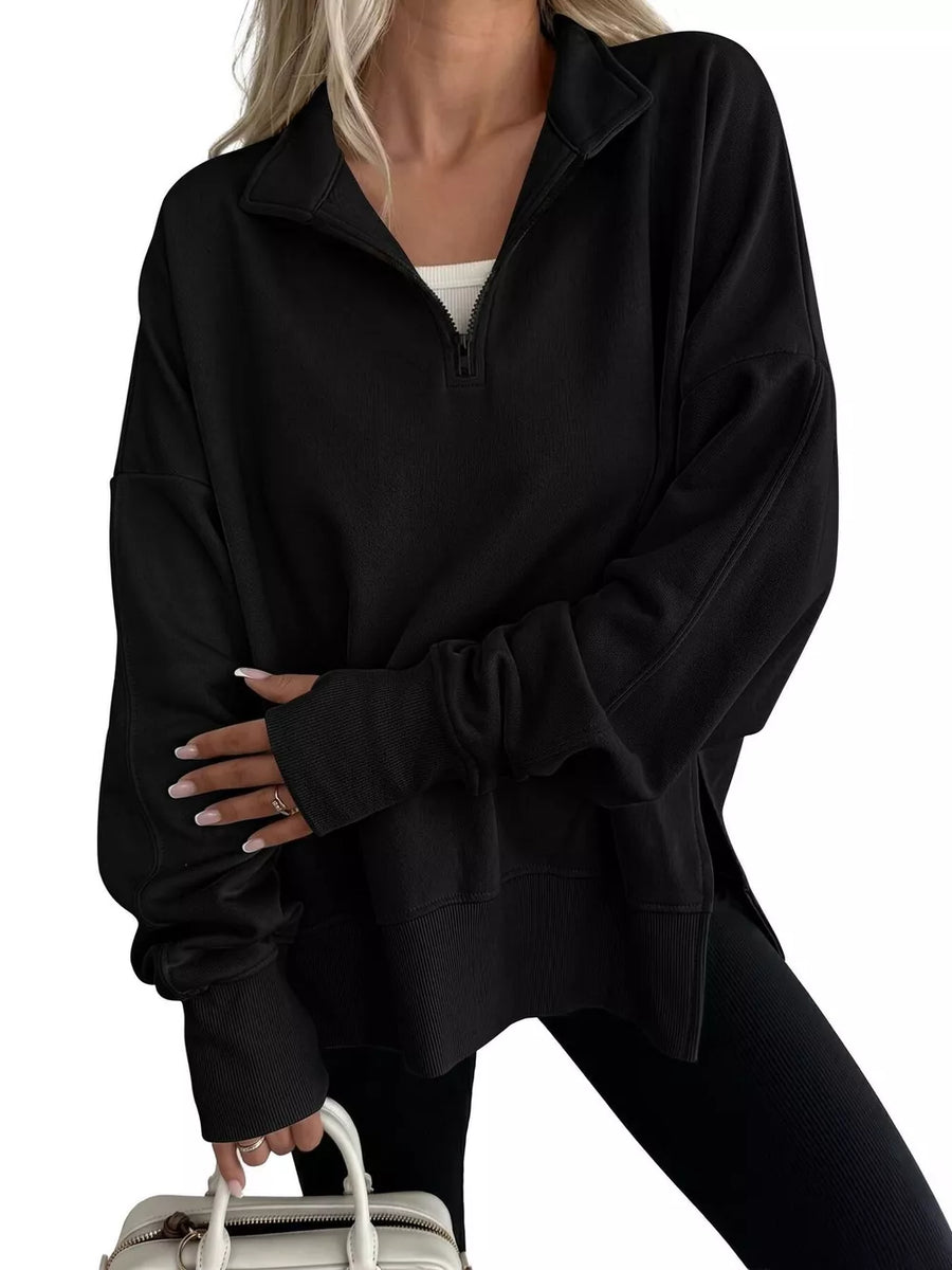 Light Gray sweatshirt with zipper and long sleeve