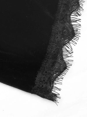Velvet Lace Trim V-neck Mini Dress option 9
