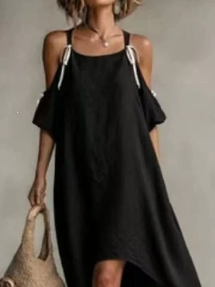 Orange High-low Cold Shoulder Maxi Dress
