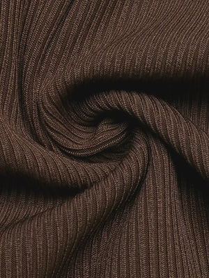 Metal Buckle Surplice T-shirt in chocolate brown with ruched