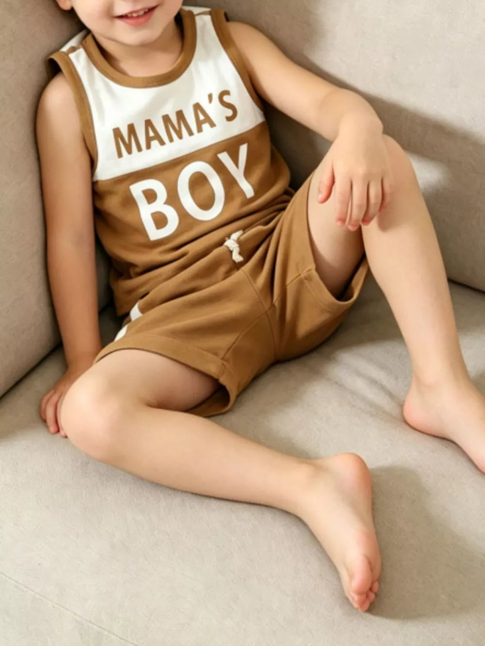 Light Green Children's Tank Top And Shorts Set