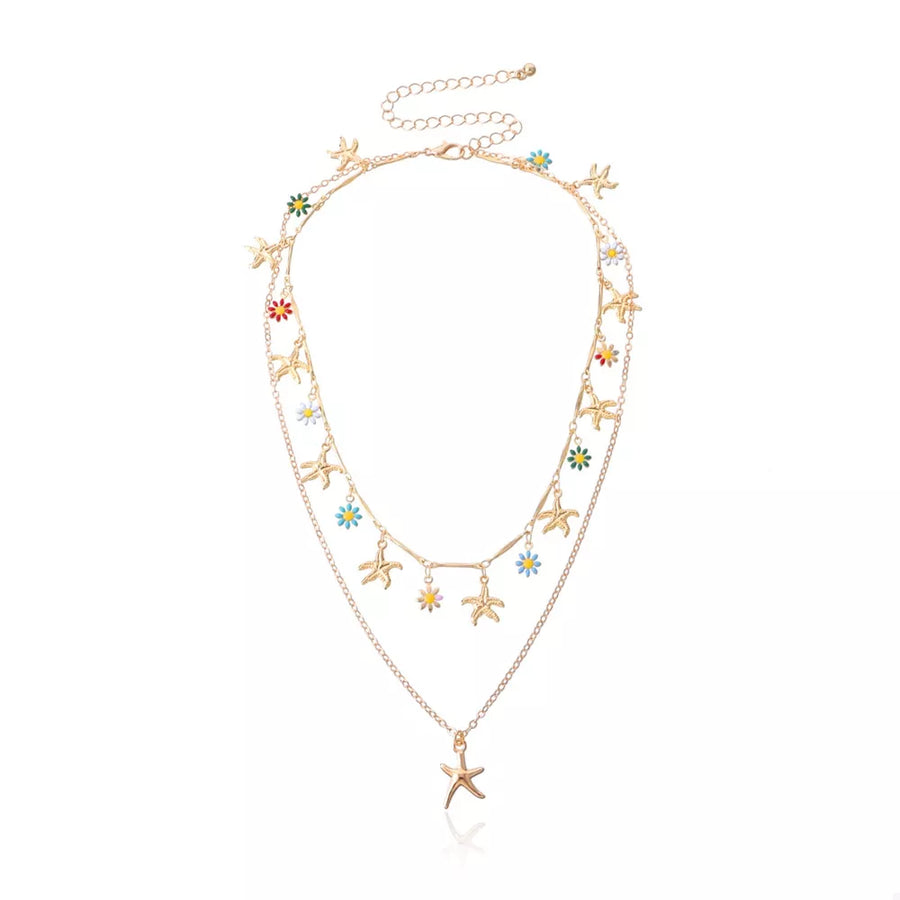 necklace featuring starfish in Gold with 18K Gold-Plated, Alloy Care instructions: Avoid wearing during exercise, as swea