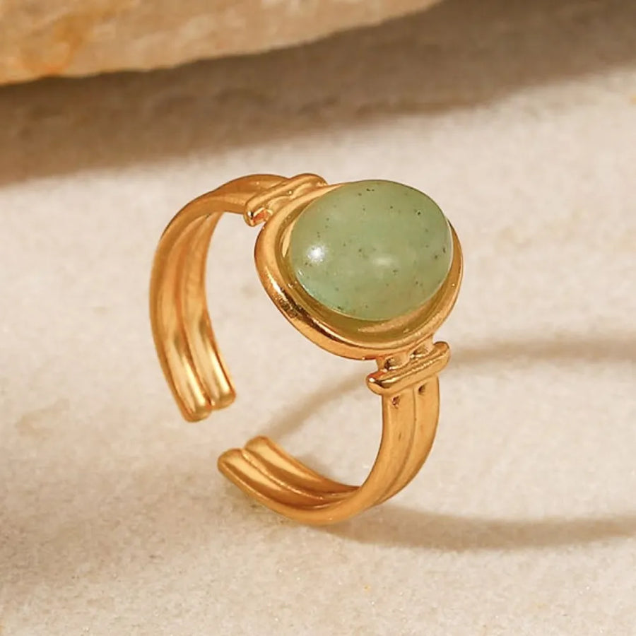 ring in Brown with striped and natural stone